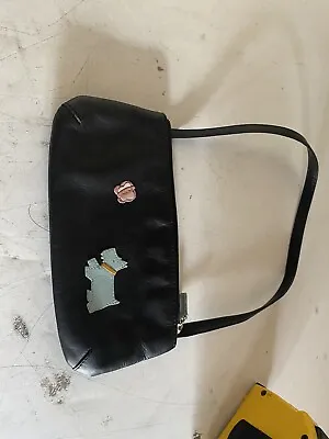 Radley  Small  Bag Black With Dog Butterfly / Pink Passport Holder Cloth Bag • £30