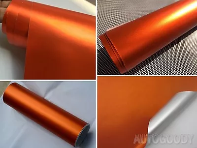 12  X 60  Satin Matte Chrome Metallic Orange Vinyl Film Wrap Sticker Bubble Free • $8.82