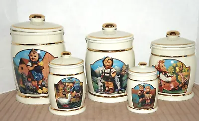 5 Vintage 1993 MJ Hummel Ceramic Canister Collection Danbury Mint Set • $24.99