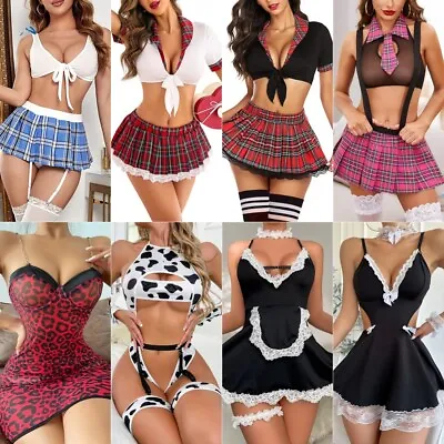 Sexy Lingerie Set School Girl Maid Adult Cosplay Fancy Dress Uniform Costume • $12.78