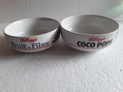 £10 • Buy Vintage Kelloggs Cereal Bowls Coco Pops Fruit N Fibre 1987
