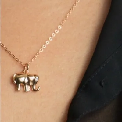 NWT Melinda Maria 18K Rose Gold Plated Lucky Elephant Pendant Necklace 20  Chain • $31.50