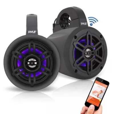 Pyle Waterproof Bluetooth Marine Tower Speakers W/ Led PLMRLEWB47BB 4  300 Watt • $103.99