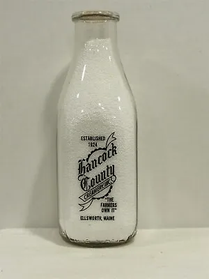 TSPQ Milk Bottle Hancock County Creamery Inc Dairy Ellsworth ME Farmers Own It • $24.99