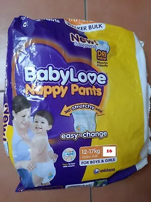 16x BABYLOVE 12-17kg WALKER UNISEX DISPOSABLE NAPPY PANTS BOYS GIRLS OPENED PACK • $5.49