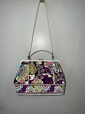 NWT Vera Bradley Retired Plum Crazy Barbara Frame Bag  Leather Trim 12613-137 • $60