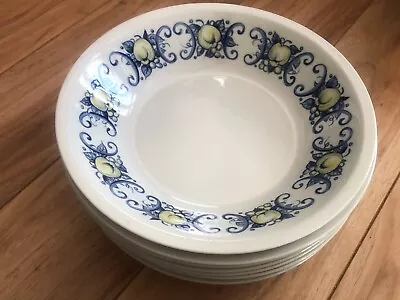 Lot Of 8 Villeroy & Boch Cadiz Soup Cereal Bowls Made In Luxemburg Yellow & Blue • $38.95