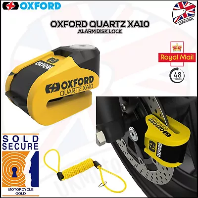 Oxford Quartz XA10 Motorcycle Motorbike Alarm Disc Lock Yellow/Black (10mm Pin) • £38.95