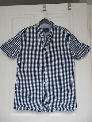 £2 • Buy Atlantic Bay Blue Check Short Sleeved Shirt Size L