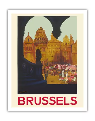 Brussels Belgium The Grand Place - Vintage Railroad Travel Poster By Mason 1930 • $19.98