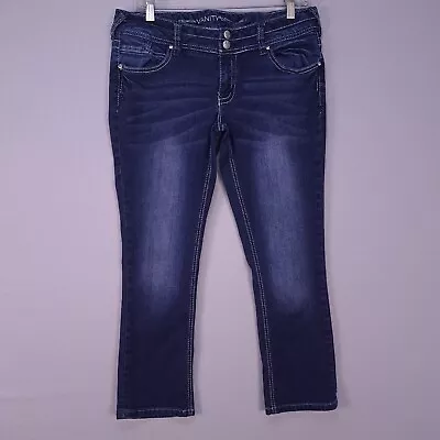Vanity Jeans 30 Blue Slim Crop Premium Collection Dark Wash Denim Low Rise • $11.99