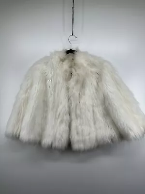 Faux Fur White Shawl Stole Fluffy Scarf Cape Coat  Bride Wedding Winter Sz 46 • $49.99