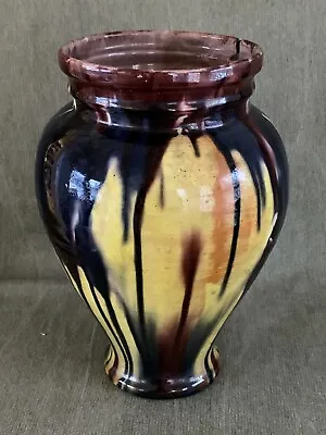 1930s Large Pottery VASE Multicolor Mexico Oaxaca Dripware 8-3/4  • $79.99