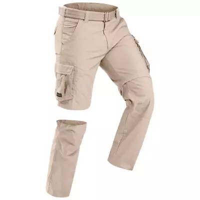 Mens Travel Trekking Zip-Off Cargo Trousers Pants Forclaz • £42.98