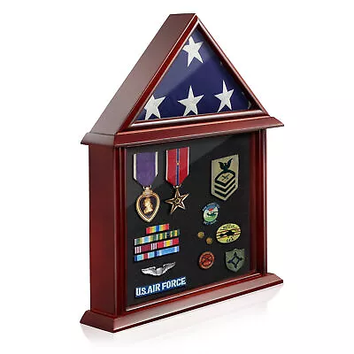 Shadow Box Flag Display Case Certificate Holder 3' X 5' Home Flown Folded Flag • $77.99