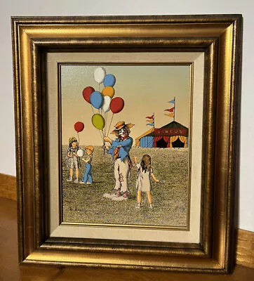 H. HARGROVE Oil Painting On Canvas - The Friendly Clown Circus Fair Signed 1980s • $27.13