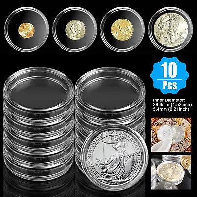 10pcs 38.6mm Coin Holder Capsule Case For 2oz Great Britain Silver Queen's Beast • $8.98