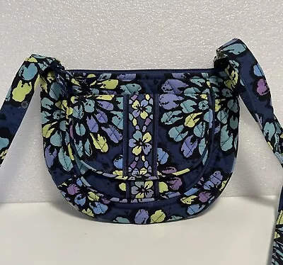Vera Bradley INDIGO POP Blue Floral Shoulder Handbag • $19.99