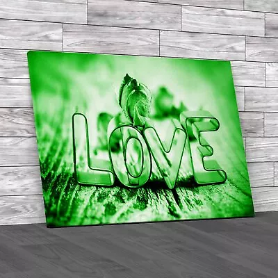 Rose Love Saying Green Canvas Print Large Picture Wall Art • £14.95