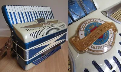 Italian Accordion CARELLI CASTELFIDARDO  Cathedral  Italy PEARL & BLUE SPECKLE! • $749.99