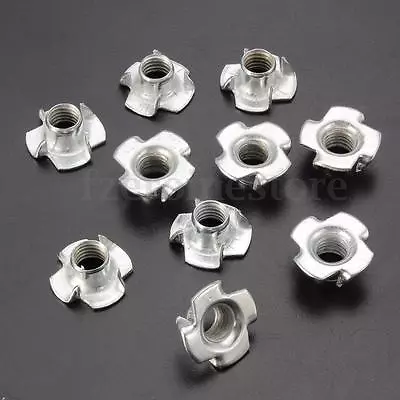 £4.99 • Buy 10Pcs M3/M4/M5/M6/M8/M10/M12 Four Prong Tee T Nut Furniture Inserts Pronged #22