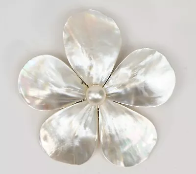 Simon Ju Large Signed White Mother Of Pearl Pendant Brooch Pin • $79.99