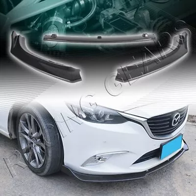 3pcs Carbon Style Front Body Kit Bumper Spoiler Lip Fit 14-18 Mazda 6/mazda6 • $49.95