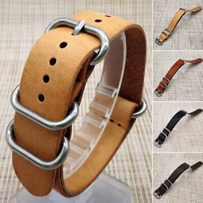 Vintage Men Genuine Leather Army Military Buckle Watch Strap Band 18mm/20mm/22mm • $4.11