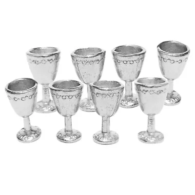 8pcs Miniature Wine Glasses Goblet For 1/12 Dolls House Accessories Decor Silver • £5.33