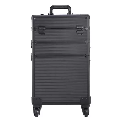 Black Makeup Trolley Case Beauty Vanity Hairdressing Case On Wheels With Drawer • £65.95