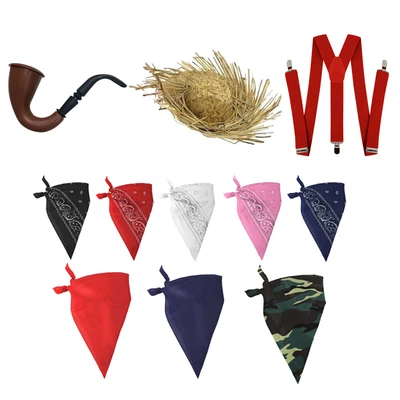 £322.50 • Buy X43 Hillbilly Fancy Dress Costume Sets Straw Hat Braces Pipe And Bandanas 