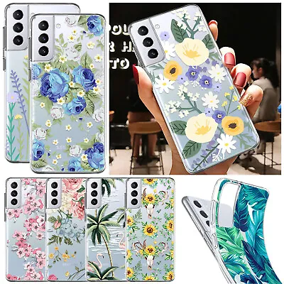 Glossy Cover For Samsung Galaxy S23 FE S22 S21 A14 A04S Floral Hybrid Phone Case • £5.15