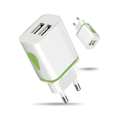 EU 2 Pin To Dual USB Plug Adapter Travel Charger  For Smart Phones UK Seller  • £4.99