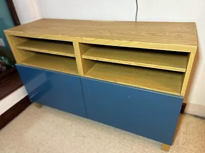 IKEA Besta Tv Unit Oak With Blue Doors • £17.50