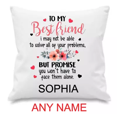 Personalised Best Friends Cushion Case Cover 40x40 Cm Add Name Bestie Cushion • £5.99