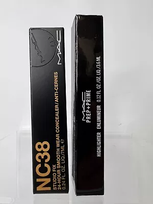 2 Pc MAC Cosmetics Studio Fix 24Hr Concealer W/ Prep + Prime Highlighter NC38 • $28.99