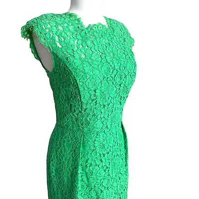 Shoshanna Olivia Green Lace Dress Womens 6 Sheath Sleeveless Cocktail  • $49.97