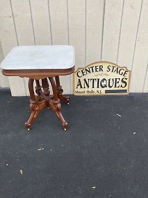 63844 Antique Victorian Marble Top Lamp Table • $365