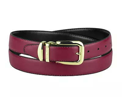CONCITOR Reversible Belt Wide Solid Colors Black Bonded Leather Gold-Tone Buckle • $19.95