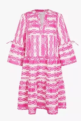 Accessorize Pink Ikat Print Jacquard Dress.Size M/12-14.New Without Tags.RRP£45. • £24