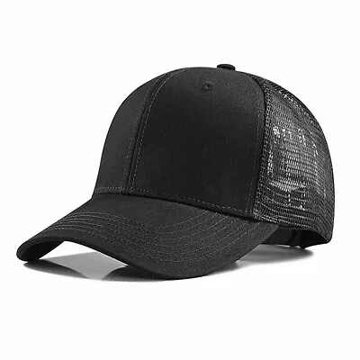 Trucker Hat Mesh Back Plain Solid Snapback Adjustable Blank Visor Baseball Cap • $7.88