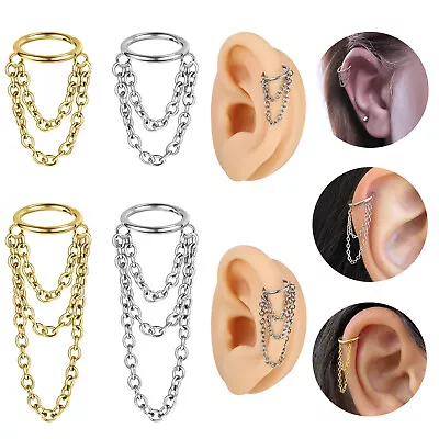 1 Pc Stainless Steel Drop Dangle Earring Chain Pendant Cartilage Helix Piercing • $4.99