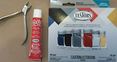 ACRYLIC MODELERS KIT - TESTORS Paint + Brushes + Glue + Nippers - SET # 290291 • $24.95