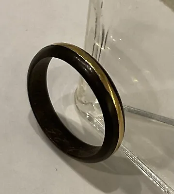 Rare Victorian Vulcanite Gutta Percha Gold Band Ring Etched “Mattie Sept 25 1867 • $450