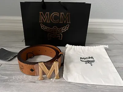 100% Authentic New Men Mcm Black Logo Embossed Accent Mcm Belt One Size • $154.99