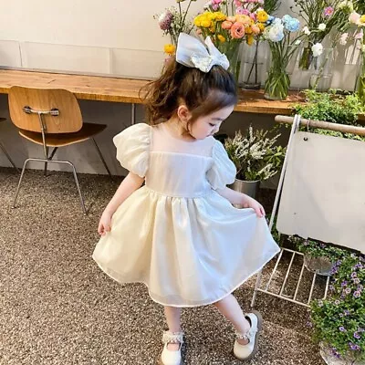 Kids Baby Girl Bubble Sleeve Tutu Dress Princess Puffy Dresses Wedding Birthday  • £12.53