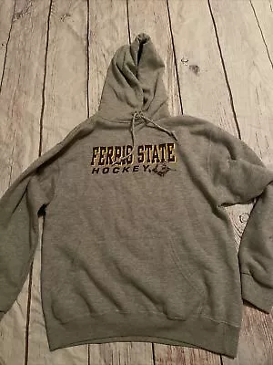 Cotton Exchange Hoodie Pullover Gray Ferris State Hockey VTG Made In USA M • $17.99