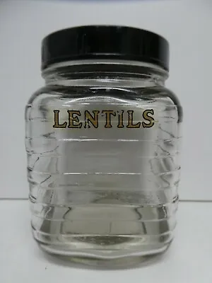Vintage Art Deco Glass Coffee Bottle Jar Bakelite Lid Vintage Lentils Canister • $34