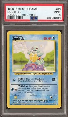 Pokemon Squirtle Base Set Unlimited  4th Print  1999-2000 #63 PSA 9 Mint • $3.25