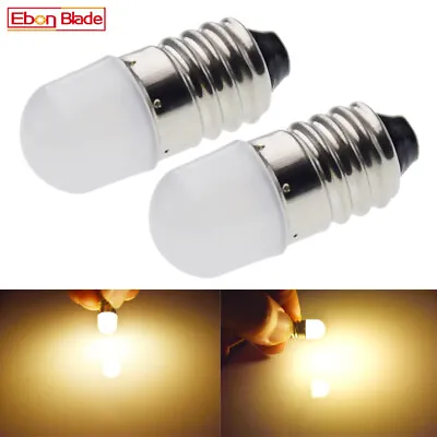 Pair Warm White E10 Led Lamp Flashlight Replacement Bulb Torch Light 3V 2 D Cell • $1.94